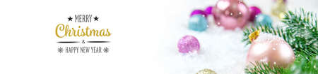 Christmas background and beautiful decor. New Year. Selective focus. Holiday.の写真素材
