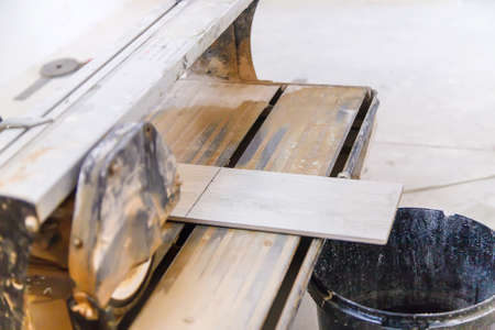 cut tiles with a tile cutter repair in the house. Selective focus. white.