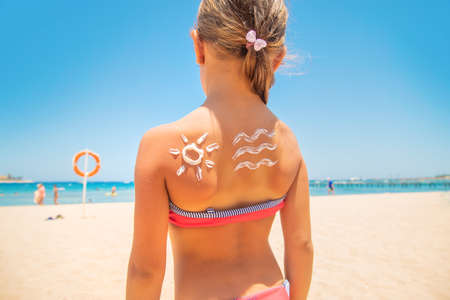 Sunscreen on the skin of a child.