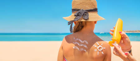 Sunscreen on the skin of a child.