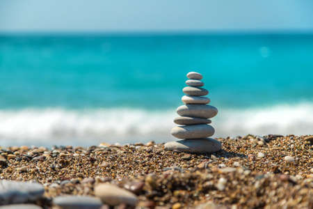 Pebbles are beautiful pebbles on the sea. Selective focus. Nature.の写真素材