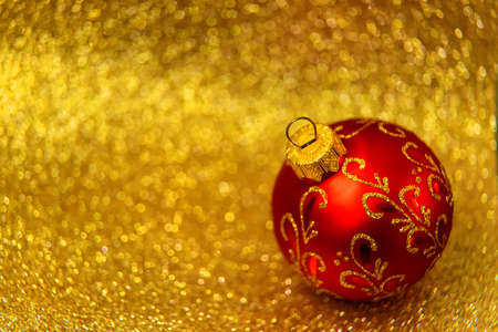 Christmas tree decorations on a shiny background. Vibratory focus. Holiday.の写真素材