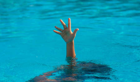 The child is drowning in the sea. Selective focus. Kid,の写真素材