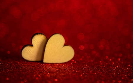 Shiny background with valentine heart. Selective focus. Love.の写真素材