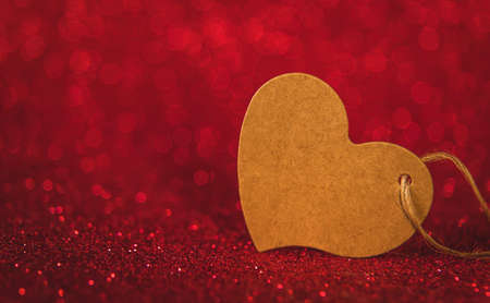 Shiny background with valentine heart. Selective focus. Love.の写真素材
