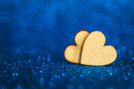 Shiny background with valentine heart. Selective focus. Love.の写真素材