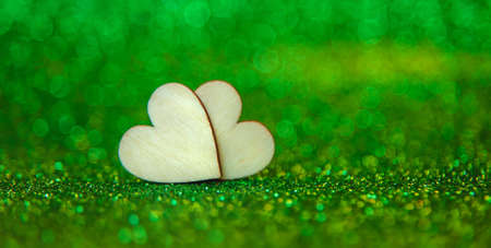 Shiny background with valentine heart. Selective focus. Love.の写真素材