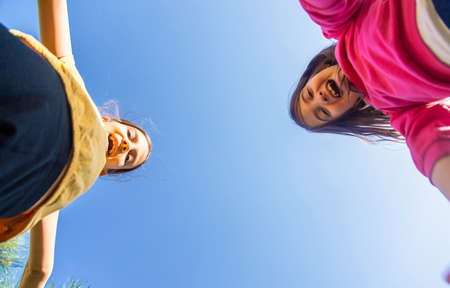 Children walk together in a friend's folder. selective focus. kids.