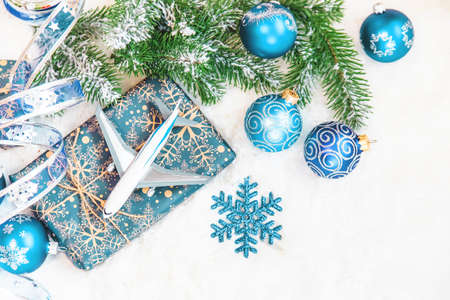 Christmas background on the theme of travel. Selective focus.の写真素材