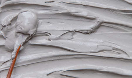 Clay texture spa mask for face and body. Selective focus.の写真素材