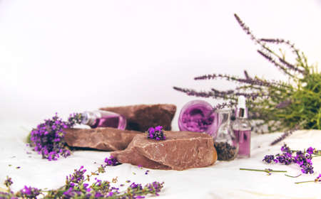 Podium stones for cosmetics place. selective focus. Nature.の写真素材