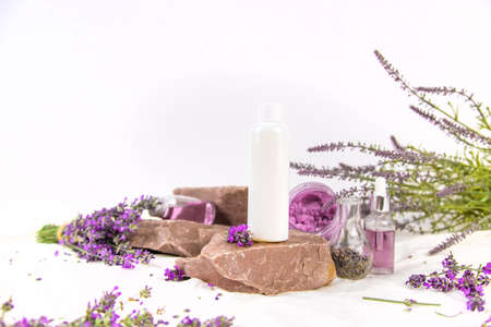 Spa cosmetics with lavender extract. selective focus. Spa.の写真素材