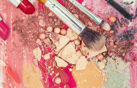 Cosmetics on a white background. Isolate. Selective focus.