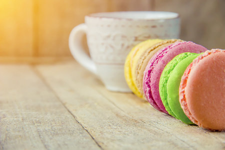 cake assorted macarons for a gift. Selective focus.の写真素材