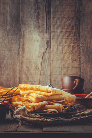 Crepes are homemade. Pancakes. Selective focus. Foodの写真素材