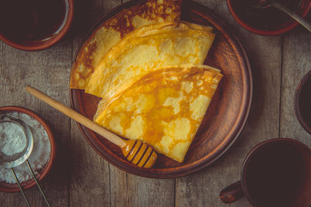 Crepes are homemade. Pancakes. Selective focus. Foodの写真素材