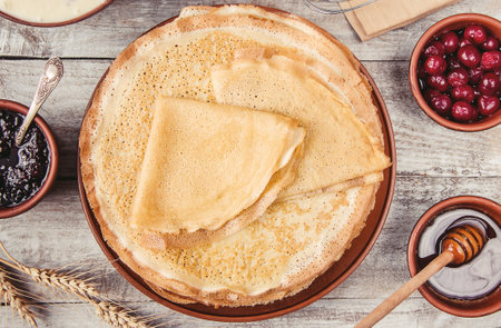 Crepes are homemade. Pancakes. Selective focus. Foodの写真素材
