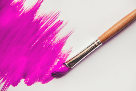 Texture paint on white background. Selective focus.の写真素材