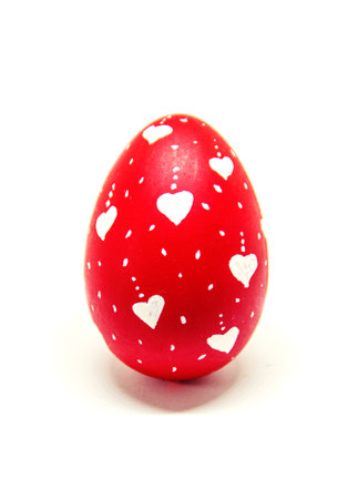 Perfect Easter eggs Hand Made. On white isolated background. Selective focus.の写真素材