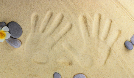 Background with stones on the sand. selective focus. Spa.の写真素材
