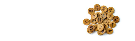 Runes isolate on white background. selective focus. White.