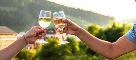 wine against the backdrop of mountains. Selective focus. travel.