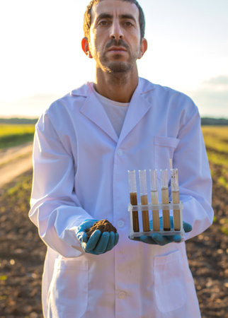 Field soil samples for analysis. Selective focus.