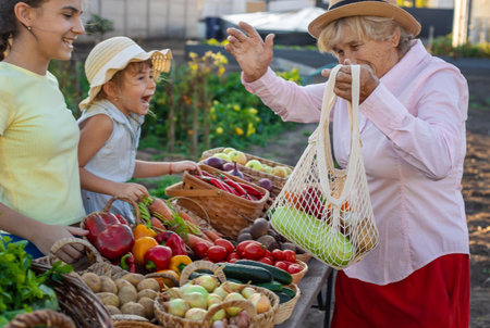 farmers market with vegetables. Selective focus.の写真素材