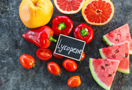 Lycopene containing foods are red. Selective focus.