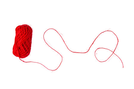 Threads on a white background. Selective focus.