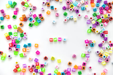 Child cubes word mana. Selective focus.の写真素材