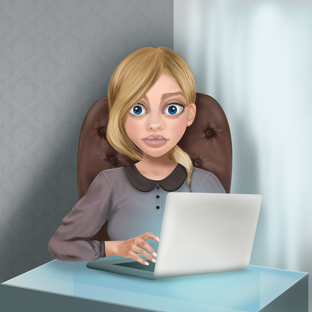 Business Woman Working on Laptopの写真素材