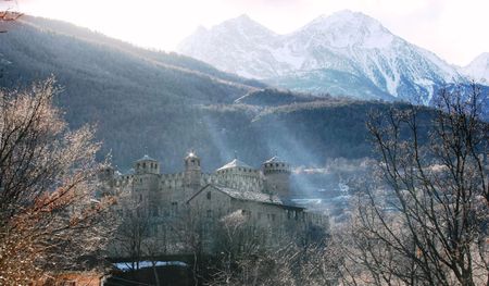 Castle of Fenis in Aosta, Italyの写真素材
