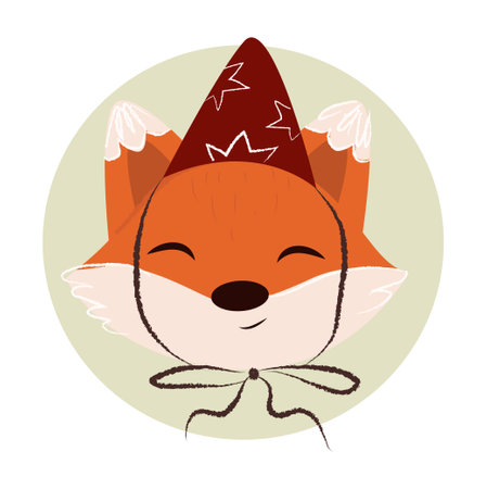 fox in a hat with a bow. Vector illustration.のイラスト素材