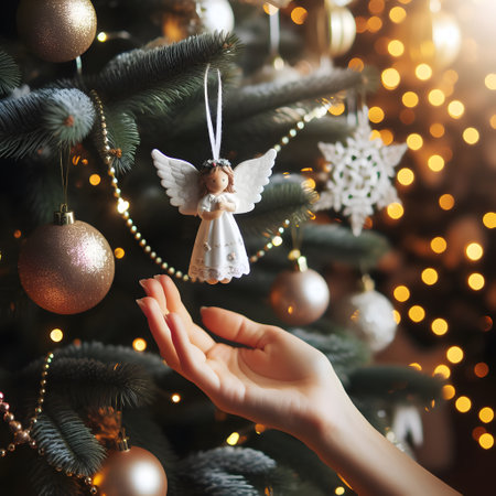 christmas tree decorations.angel on the Christmas tree. Christmas decoration. angelの素材