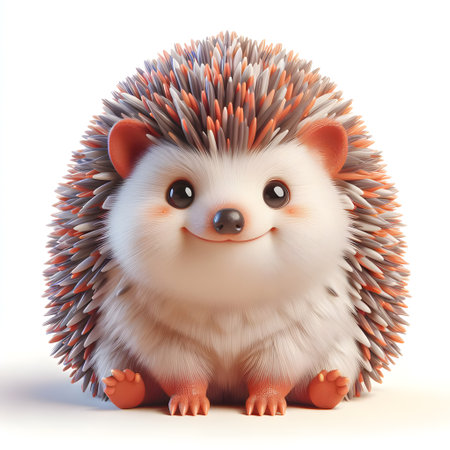 hedgehog cartoon 3d character isolated on white backgroundの素材