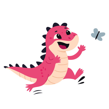Cute cartoon lizard. Vector illustration on a white background.のイラスト素材
