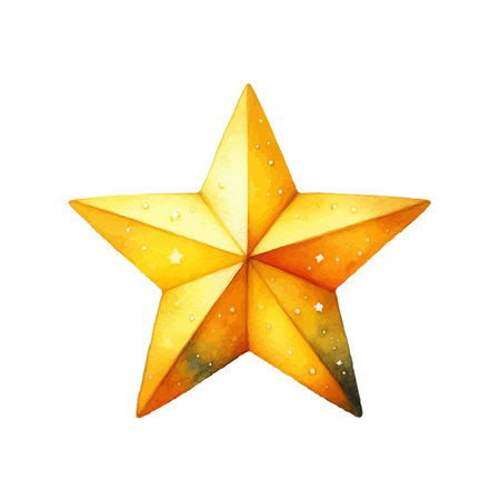 Watercolor yellow star isolated on white background. Watercolor illustration.のイラスト素材