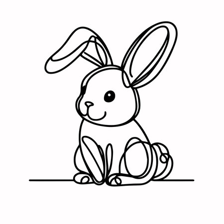 Cute cartoon rabbit. Vector illustration for coloring book, poster, print.のイラスト素材