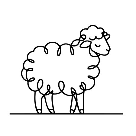 Sheep line icon. Outline vector illustration of sheep isolated on white background.のイラスト素材