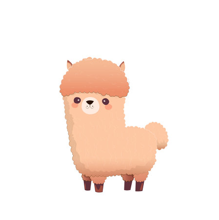 Cute cartoon alpaca isolated on white background. Vector illustration.のイラスト素材