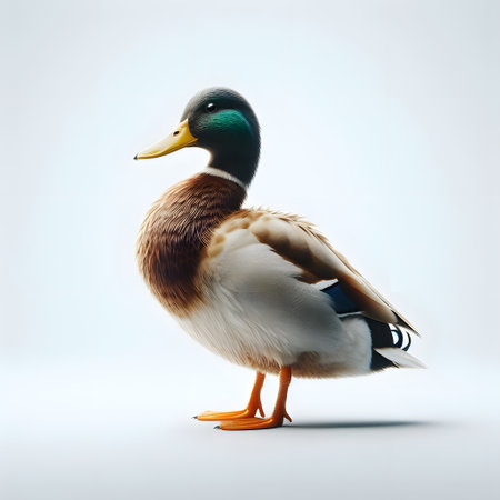 Mallard duck isolated on a white background. 3d renderの素材