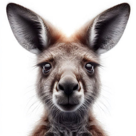 3D rendering of a cute kangaroo isolated on white backgroundの素材