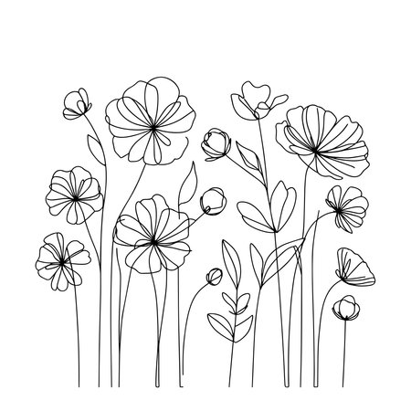 Flowers and leaves design, floral nature plant ornament garden decoration and botany theme Vector illustrationのイラスト素材