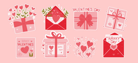 Valentine's day set. Greeting card. Vector illustrationのイラスト素材