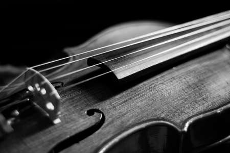 Close up detail of violin and bow