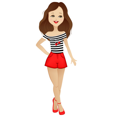 Cute girl. Vector girl. Little girl. Pretty lady. Beautiful romantic girl. Character illustration. Fashion girl.のイラスト素材