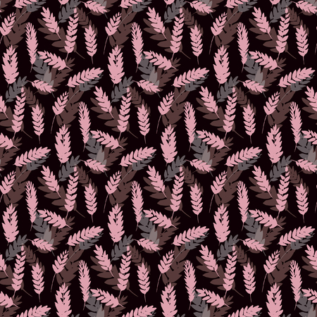 Seamless leaves pattern. Botanic texture. Vector abstract nature background. Repeating design with leaf. Decorative hand drawn illustration for fabric, textile, wrapping paper.のイラスト素材