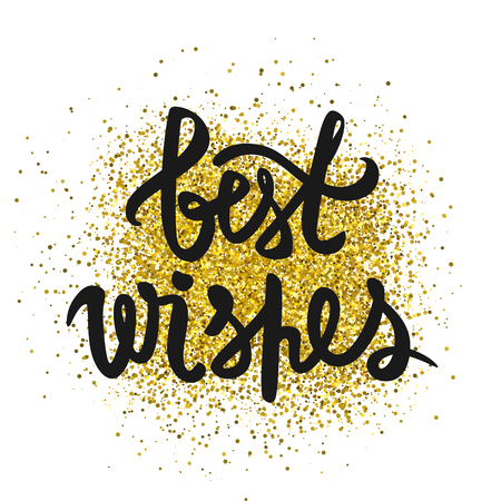 Best wishes inscription. Glitter confetti.のイラスト素材