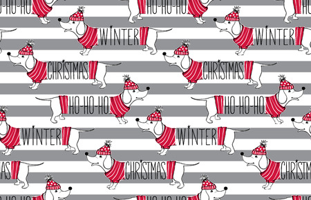 Holiday pattern with funny dogのイラスト素材